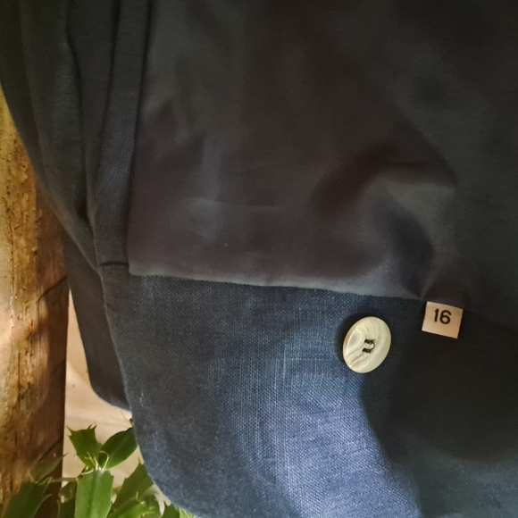 Character Suburbanwear Vintage Navy Double Breasted Linen Blazer Size 16 - Picture 7 of 10